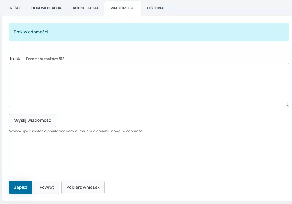 formularz wiadomości
