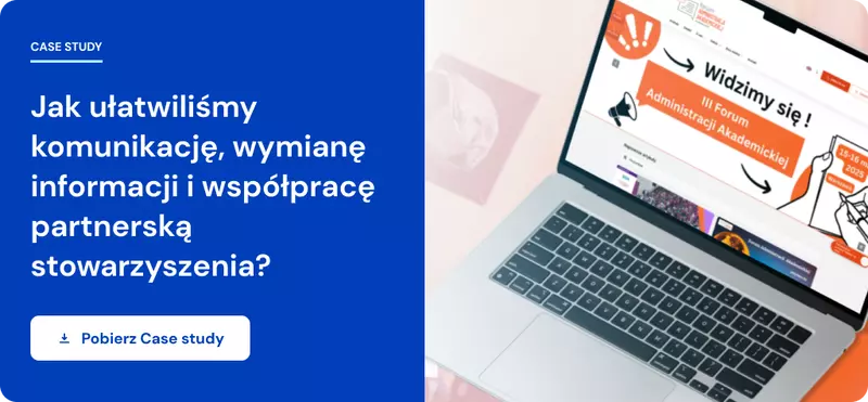 baner linkujący do case study z widocznym laptopem