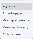 lista statusów wniosków